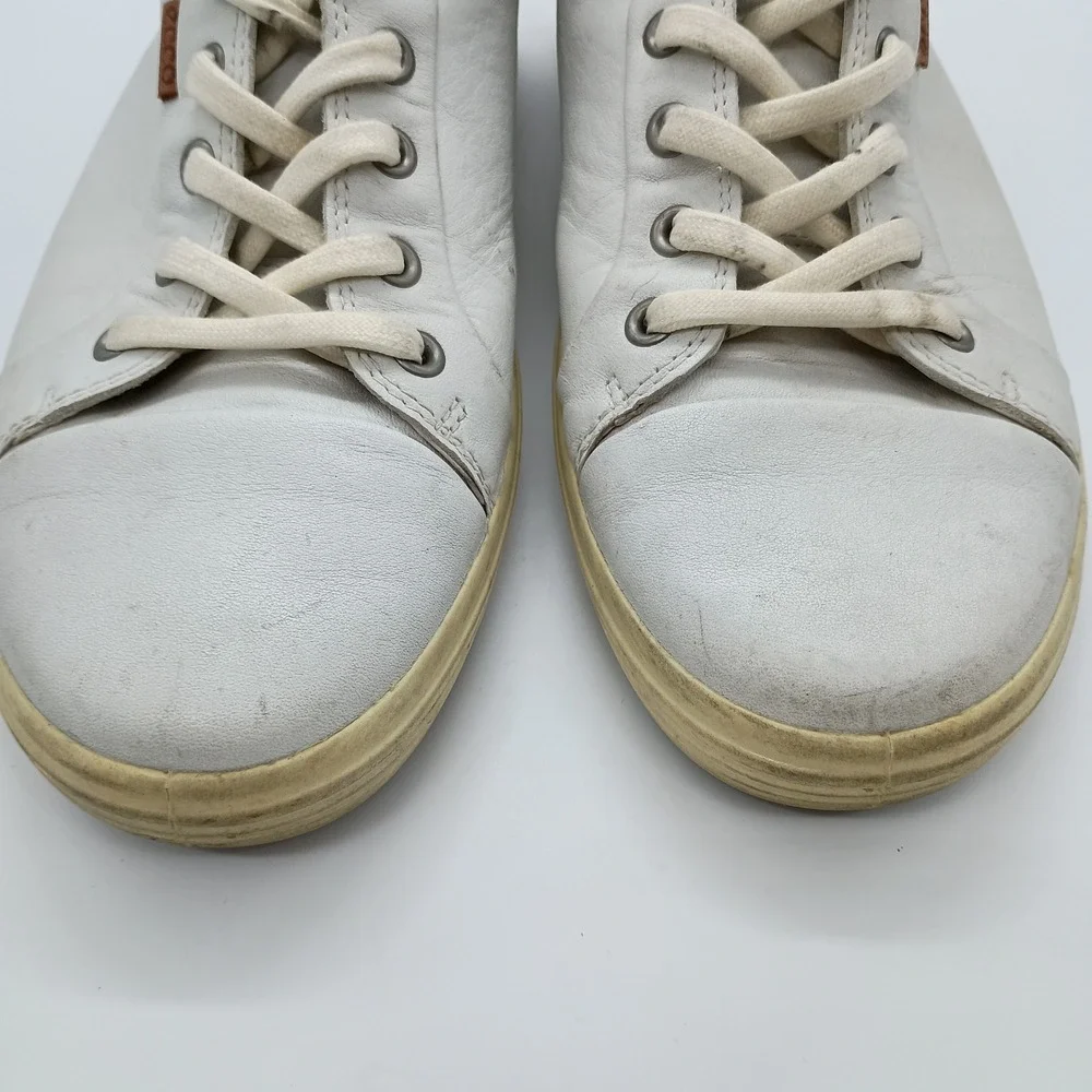 ECCO Soft 7 White Leather High Top Sneakers Mens Size 41‎ Extra Width